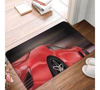 Vista trasera de un coche deportivo futurista. Vehículo de transporte con motor de movimiento. Alfombrilla de puerta delantera duradera y suave, felpudo de bienvenida, suela de goma para interiores y