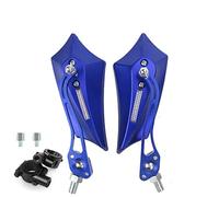 Vista trasera lateral Espejos Retrovisores Laterales Para Motocicleta Con Adaptador De 10mm Manillar 7/8" Para Bicicleta Montaña Moto Cross Scooter(Blu)