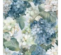 VistaPalette Papel pintado vintage de acuarela azul/blanco/verde, hortensias florales para despegar y pegar, decoración de pared, papel de pared autoadhesivo, fácil de despegar, contacto para el