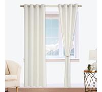 Viste tu hogar Cortinas Opacas Reversibles con Sujeción Magnética, Juego de 2 Piezas Térmicas Aislantes de Frío y Calor para Salón y Dormitorio Moderno, Poliéster Suave Antirrugas, 140x290cm, Beige