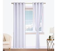 Viste tu hogar Cortinas Opacas Reversibles con Sujeción Magnética, Juego de 2 Piezas Térmicas Aislantes de Frío y Calor para Salón y Dormitorio Moderno, Poliéster Suave Antirrugas, 140x175cm, Blanco