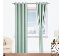 Viste tu hogar Cortinas Opacas Reversibles con Sujeción Magnética, Pack 2 Piezas Térmicas Aislantes de Frío y Calor para Salón y Dormitorio Moderno, Poliéster Suave Antirrugas, 140x180cm, Azul Claro