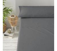 Viste tu hogar Juego de Sábanas Lisas 3 Piezas 150cm en Tejido Suave y Ligero, Simple y Confortable, Fácil de Cuidar y Mantener, Ideal para Dormitorio Diario, Color Gris Oscuro
