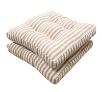 Viste tu hogar Pack 2 Cojines para Silla, 40x40x5 CM, Efecto Tridimensional, Relleno de 100% Poliéster, Ideal para Comedor, Terraza, Salón y Restaurante, Color Raya Beige, Fabricado en España