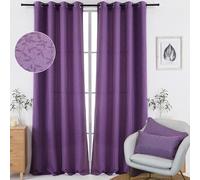 Viste tu hogar Pack 2 Cortinas Jacquard 150x260cm + 2 Cojines Rectangulares 30x50cm, Decoración Coordinada, Confort, Ideal para Salón de Otoño y Invierno, Color Lila
