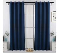 Viste tu hogar Pack 2 Cortinas Jacquard con Estampado de Hojas, Decoración Premium, Ideal para Salón de Otoño e Invierno, 150x260cm, Color Zafiro