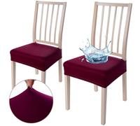 Viste tu hogar Pack 2 Funda Silla Comedor de 45 a 55 CM, Sin Respalda, 100% Poliéster, Elástica, Fácil de Instalar y Limpiar, Piña, Burdeo