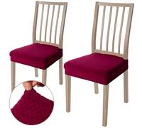 Viste tu hogar Pack 2 Funda Silla Comedor de 45 a 55 CM, Sin Respalda, 100% Poliéster, Impermeable, Fácil de Instalar y Limpiar, Cuadro, Burdeo