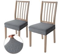Viste tu hogar Pack 2 Funda Silla Comedor de 45 a 55 CM, Sin Respalda, 100% Poliéster, Impermeable, Fácil de Instalar y Limpiar, Cuadro, Gris