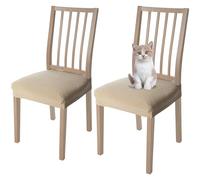 Viste tu hogar Pack 2 Funda Silla Comedor de 45 a 55 CM, Sin Respalda, 100% Poliéster, Impermeable, Fácil de Instalar y Limpiar, Cuadro, Camel