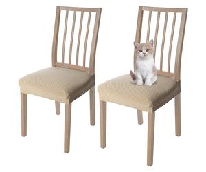 Viste tu hogar Pack 2 Funda Silla Comedor de 45 a 55 CM, Sin Respalda, 100% Poliéster, Impermeable, Fácil de Instalar y Limpiar, Cuadro, Camel