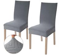 Viste tu hogar Pack 2 Funda Silla con RespaldaComedor y Hogar de 45 a 55 CM, 100% Poliéster, Elástica, Fácil de Instalar y Limpiar, Diseño Laberinto, Gris