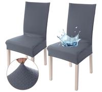 Viste tu hogar Pack 2 Funda Silla con RespaldaComedor y Hogar de 45 a 55 CM, 100% Poliéster, Impermeable, Fácil de Instalar y Limpiar, Diseño Diamante, Gris