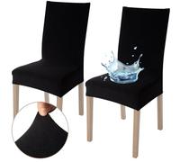 Viste tu hogar Pack 2 Funda Silla con RespaldaComedor y Hogar de 45 a 55 CM, 100% Poliéster, Impermeable, Fácil de Instalar y Limpiar, Diseño Jacquard, Negro