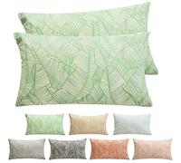 Viste tu hogar Pack 2 Fundas de Cojín, 70% Algodón y 30% Poliéster, Tejido Suave y Denso con Bordado Artesanal, Cremallera Oculta, Estilo Moderno para Sofá, Cama o Salón, Verde Aguacate, 30x50 cm