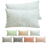 Viste tu hogar Pack 2 Fundas de Cojín, 70% Algodón y 30% Poliéster, Tejido Suave y Denso con Bordado Artesanal, Cremallera Oculta, Estilo Moderno para Sofá, Cama o Salón, Turquesa Claro, 30x50 cm