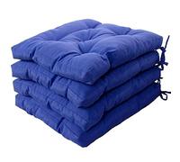 Viste tu hogar Pack 4 Cojines para Silla, 40x40x5 CM, Efecto Tridimensional, Relleno de 100% Poliéster, Ideal para Comedor, Terraza, Salón y Restaurante, Color Azul, Fabricado en España