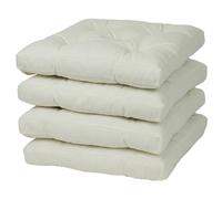 Viste tu hogar Pack 4 Cojines para Silla, 40x40x5 CM, Efecto Tridimensional, Relleno de 100% Poliéster, Ideal para Comedor, Terraza, Salón y Restaurante, Color Blanco, Fabricado en España