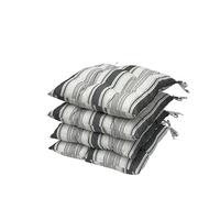 Viste tu hogar Pack 4 Cojines para Silla Tela de 100% Algodón 40x40x7 CM, Efecto Tridimensional, Relleno de 100% Poliéster, Diseño a Rayas, Ideal para la Decoración de Cocina y Sala - Raya Negro