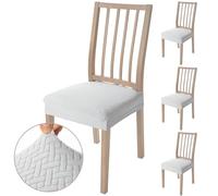 Viste tu hogar Pack 4 Funda Silla Comedor de 45 a 55 CM, Sin Respalda, 100% Poliéster, Impermeable, Fácil de Instalar y Limpiar, Cuadro, Gris Claro