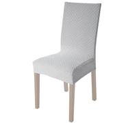 Viste tu hogar Pack 4 Funda Silla con RespaldaComedor y Hogar de 45 a 55 CM, 100% Poliéster, Elástica, Fácil de Instalar y Limpiar, Diseño Laberinto, Gris Claro