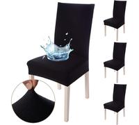 Viste tu hogar Pack 4 Funda Silla con RespaldaComedor y Hogar de 45 a 55 CM, 100% Poliéster, Impermeable, Fácil de Instalar y Limpiar, Diseño Diamante, Negro