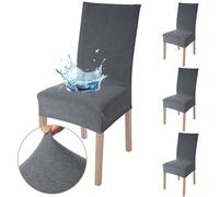 Viste tu hogar Pack 4 Funda Silla con RespaldaComedor y Hogar de 45 a 55 CM, 100% Poliéster, Impermeable, Fácil de Instalar y Limpiar, Diseño Jacquard, Gris