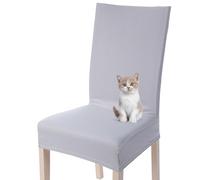 Viste tu hogar Pack 4 Funda Silla con RespaldaComedor y Hogar de 45 a 55 CM, 100% Poliéster, Impermeable, Fácil de Instalar y Limpiar, Diseño Diamante, Gris Claro