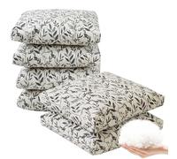 Viste tu hogar Pack 6 Cojín Silla Exterior 45x45cm, Tela Alta Densidad, 50% Algodón 50% Poliéster, Impermeables, Resistentes UV Y Desgarro, Lazos De Sujeción,Negro Hoja Fina,Fabricado En España
