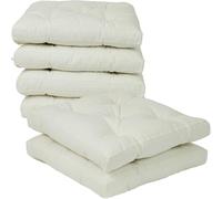 Viste tu hogar Pack 6 Cojines para Silla, 40x40x5 CM, Efecto Tridimensional, Relleno de 100% Poliéster, Ideal para Comedor, Terraza, Salón y Restaurante, Color Blanco, Fabricado en España