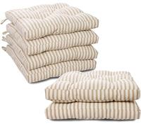 Viste tu hogar Pack 6 Cojines para Silla, 40x40x5 CM, Efecto Tridimensional, Relleno de 100% Poliéster, Ideal para Comedor, Terraza, Salón y Restaurante, Color Raya Beige, Fabricado en España