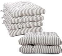 Viste tu hogar Pack 6 Cojines para Silla, 45x45x5 CM, Efecto Tridimensional, Relleno de 100% Poliéster, Ideal para Comedor, Terraza, Sala y Restaurante, Color Rayas Gris, Fabricado en España
