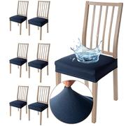 Viste tu hogar Pack 6 Funda Silla Comedor de 45 a 55 CM, Sin Respalda, 100% Poliéster, Elástica, Fácil de Instalar y Limpiar, Piña, Azul Marino
