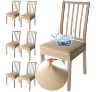 Viste tu hogar Pack 6 Funda Silla Comedor de 45 a 55 CM, Sin Respalda, 100% Poliéster, Elástica, Fácil de Instalar y Limpiar, Piña, Camel