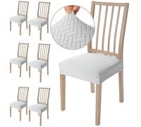 Viste tu hogar Pack 6 Funda Silla Comedor de 45 a 55 CM, Sin Respalda, 100% Poliéster, Impermeable, Fácil de Instalar y Limpiar, Cuadro, Gris Claro