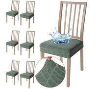 Viste tu hogar Pack 6 Funda Silla Comedor de 45 a 55 CM, Sin Respalda, 100% Poliéster, Impermeable, Fácil de Instalar y Limpiar, Hojas, Agua Verde