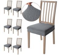 Viste tu hogar Pack 6 Funda Silla Comedor de 45 a 55 CM, Sin Respalda, 100% Poliéster, Impermeable, Fácil de Instalar y Limpiar, Cuadro, Gris