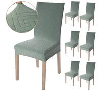 Viste tu hogar Pack 6 Funda Silla con RespaldaComedor y Hogar de 45 a 55 CM, 100% Poliéster, Elástica, Fácil de Instalar y Limpiar, Diseño Laberinto, Agua Verde