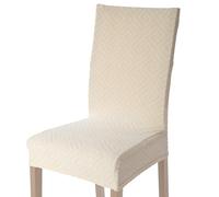 Viste tu hogar Pack 6 Funda Silla con RespaldaComedor y Hogar de 45 a 55 CM, 100% Poliéster, Elástica, Fácil de Instalar y Limpiar, Diseño Laberinto, Beige