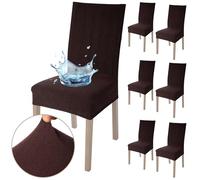 Viste tu hogar Pack 6 Funda Silla con RespaldaComedor y Hogar de 45 a 55 CM, 100% Poliéster, Impermeable, Fácil de Instalar y Limpiar, Diseño Jacquard, Café