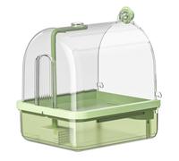 Vistnale Baño para Loros, baño automático para pájaros, Loro Transparente con Agua filtrada circulante, Accesorios para Jaula de pájaros, Verde