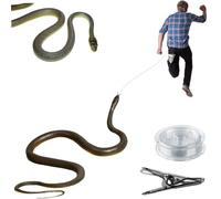 Vistnale Broma de Serpiente con Clip de Cuerda Broma de Serpiente Realista de plástico Juguete Divertido Reutilizable en una Cuerda para Adultos Niños Familia Que persigue a Las Personas Gris