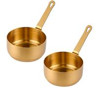 Vistnale Cacerola de Acero Inoxidable, 2 Unidades, Mini Cacerola de 3, 38 oz con Mango fácil de Colgar, Tazas Redondas para para condimentos, condimentos, Pimienta