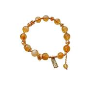 Vistnale Citrino, pulsera de cuarzo citrino natural, pulsera elástica de una sola hebra hecha a mano de 8 mm para mujeres, joyería de para uso diario