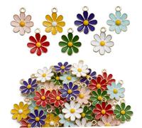 Vistnale Colgante de flor|Encanto de flor 60 colgantes de margarita esmaltados para hacer joyas, 7 aleaciones coloridas para pulseras, collares y llaveros de bricolaje