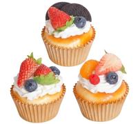 Vistnale Decoración de Alimentos | Pastel Artificial de 3 Piezas, Accesorios de Comida realistas de 3 x 2 Pulgadas, Pastel de imitación vívido para decoración y fotografía del hogar y panadería