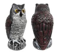 Vistnale Estatua de búho, Paquete de 2 señuelos de búho, Estatua de Cabeza giratoria Realista para jardín al Aire Libre, Dispositivos para ahuyentar pájaros