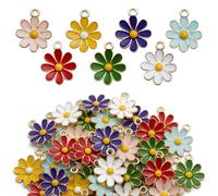 Vistnale Fabricación de joyas, dijes de flores, 60 colgantes de margaritas esmaltados para hacer joyas, 7 aleaciones coloridas para pulseras, collares y llaveros de bricolaje