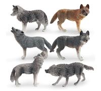 Vistnale Juguetes de Animales, 6 Figuras de Lobo, Figuras de Animales realistas, Juguetes de Lobo, 6 Diferentes, Juego Educativo de cumpleaños, para niños y niñas