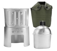 Vistnale Kit de cantimplora, cantimplora de Metal de Aluminio de 850 ml con Taza y Estufa, Juego Completo de cantimploras Militares para Acampar, Hacer Caminatas y Aventuras al Aire Libre | Frascos